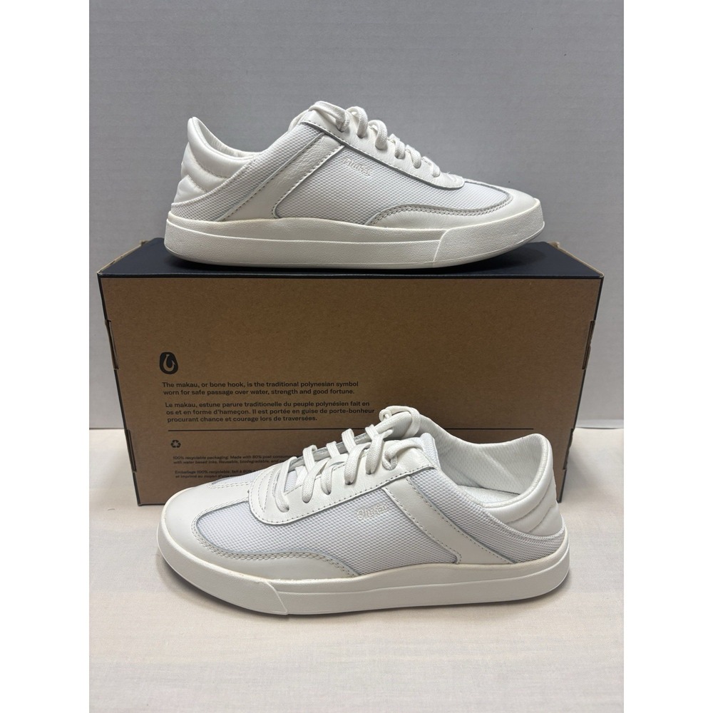NEW OluKai Womens Ha'upu Hulu Sneakers Shoes Size 7 White Everyday Lace Up